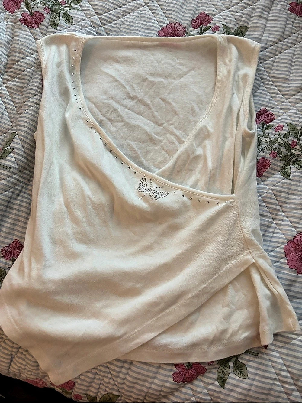 White Embellished Tank Top